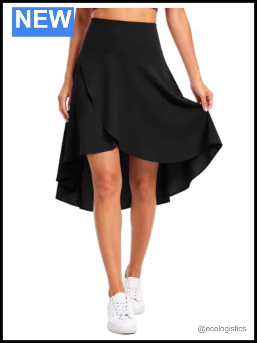 High Waist Wrap Skorts High Low Flowy Midi Skirt Built-in Shorts Pockets
